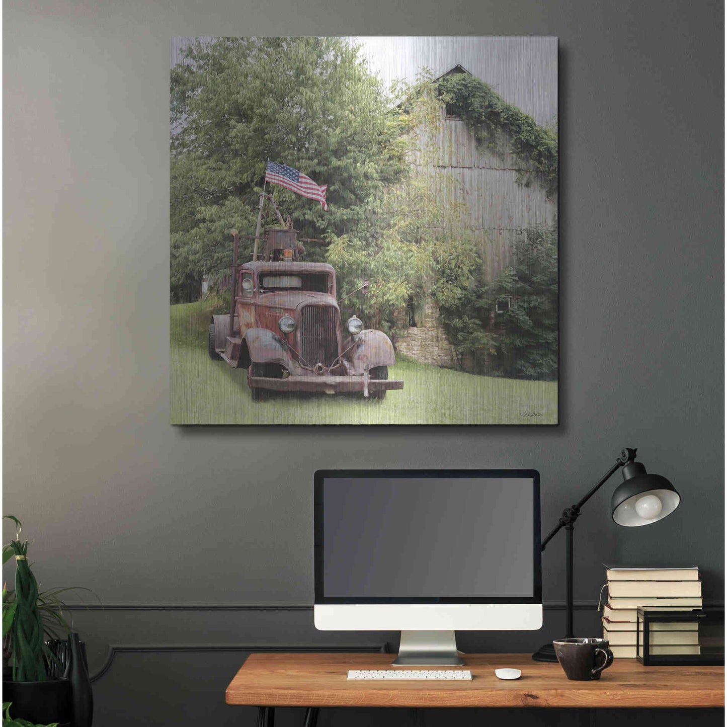 Luxe Metal Art 'Towing the Line' by Lori Deiter, Metal Wall Art,36x36