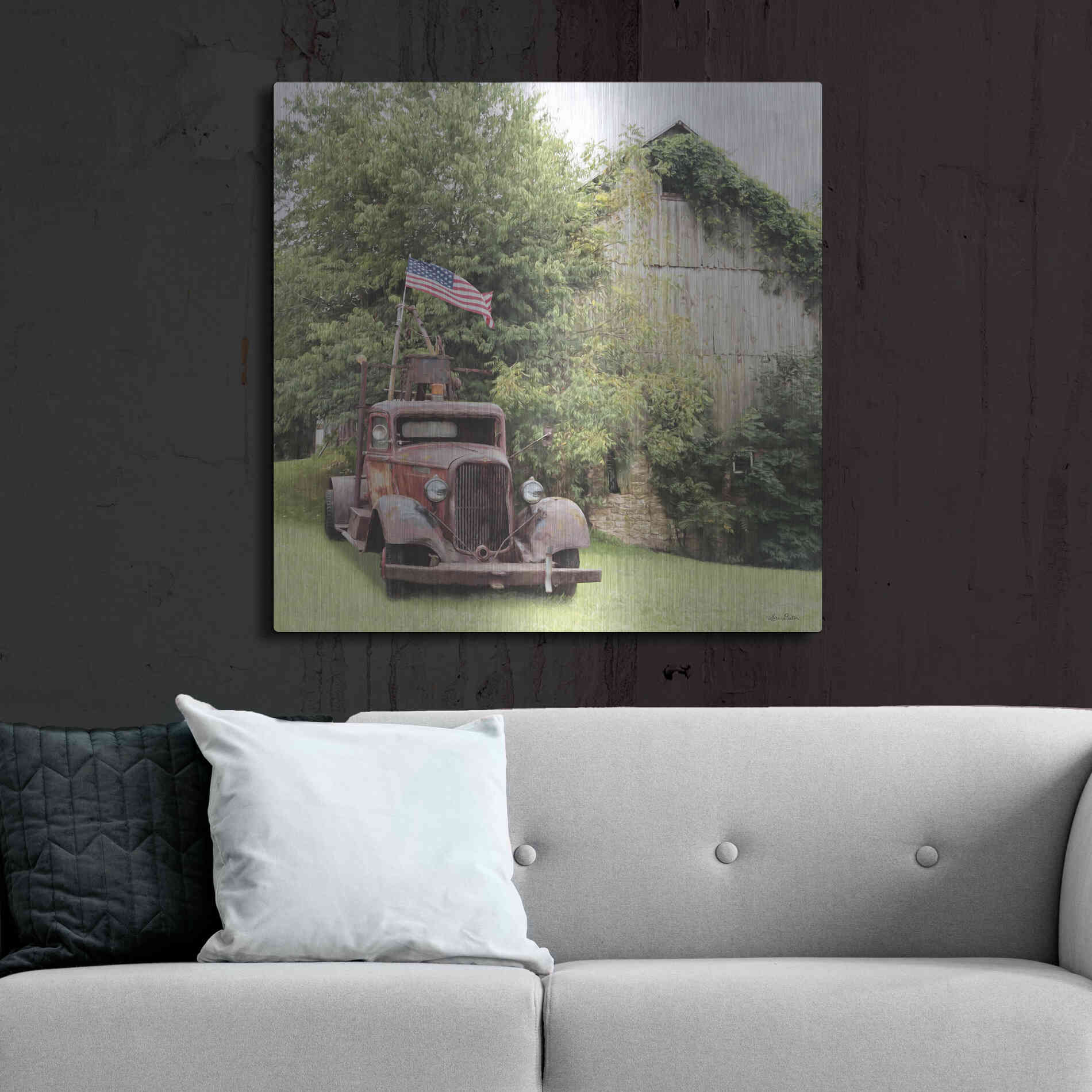 Luxe Metal Art 'Towing the Line' by Lori Deiter, Metal Wall Art,36x36