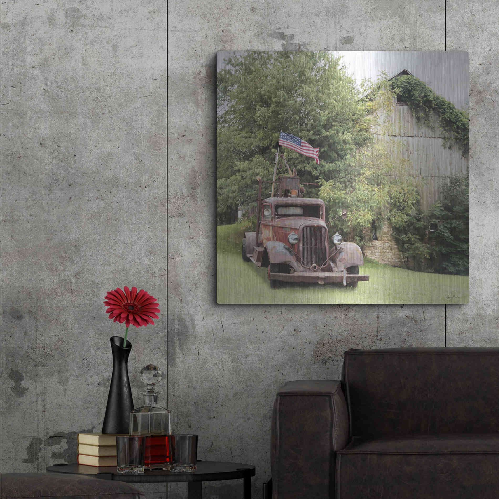 Luxe Metal Art 'Towing the Line' by Lori Deiter, Metal Wall Art,36x36