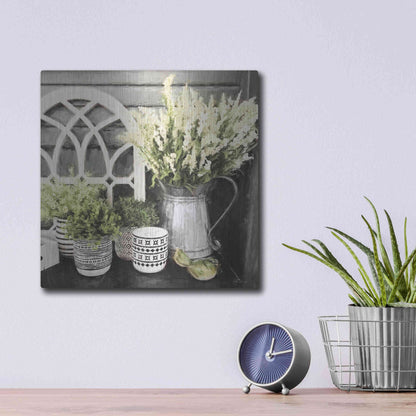 Luxe Metal Art 'Black and Green Still Life' by Lori Deiter, Metal Wall Art,12x12