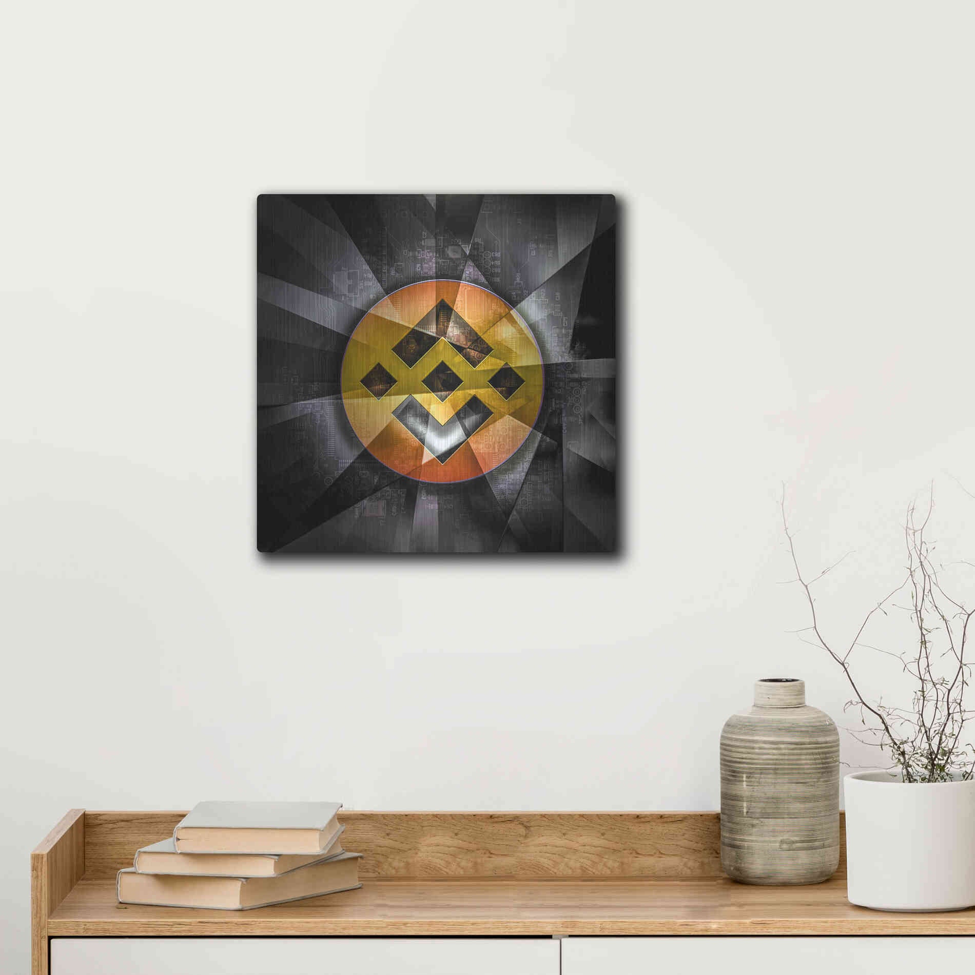 Luxe Metal Art 'BNB Binance Coin,' Metal Wall Art,12x12