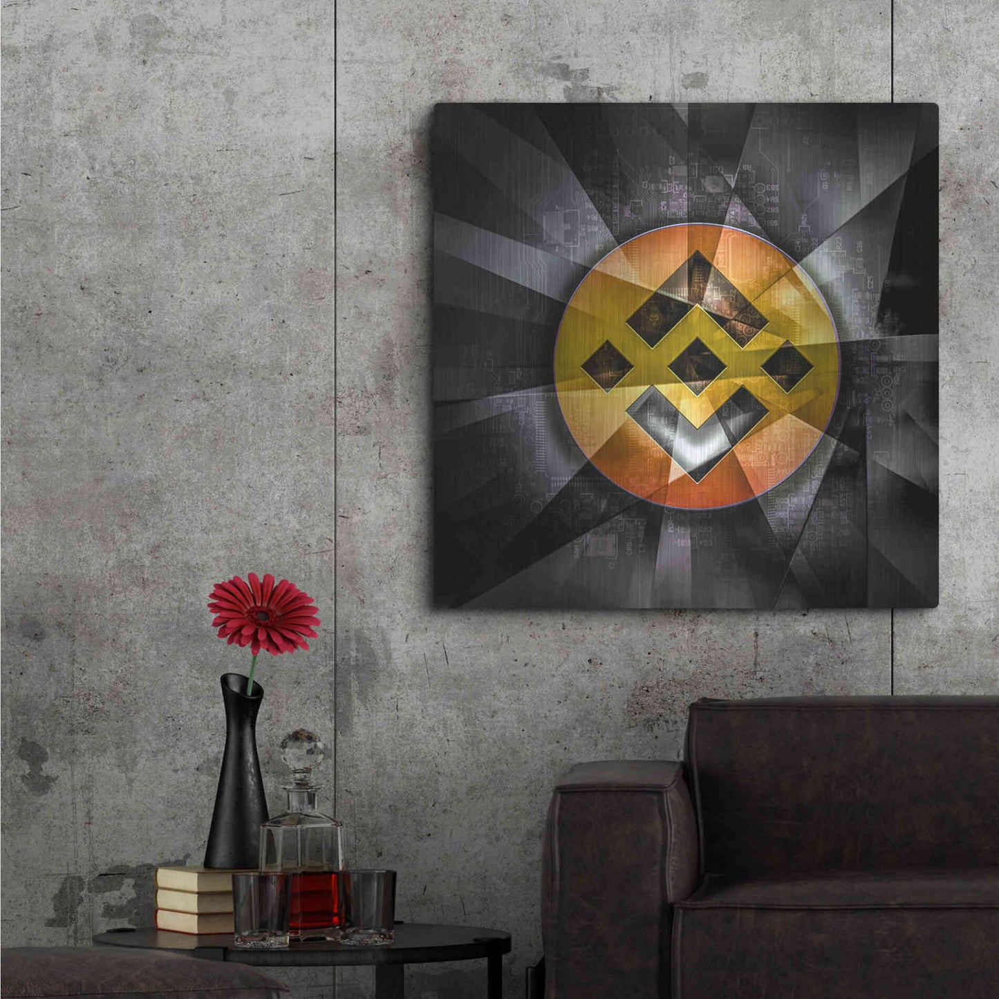 Luxe Metal Art 'BNB Binance Coin,' Metal Wall Art,36x36