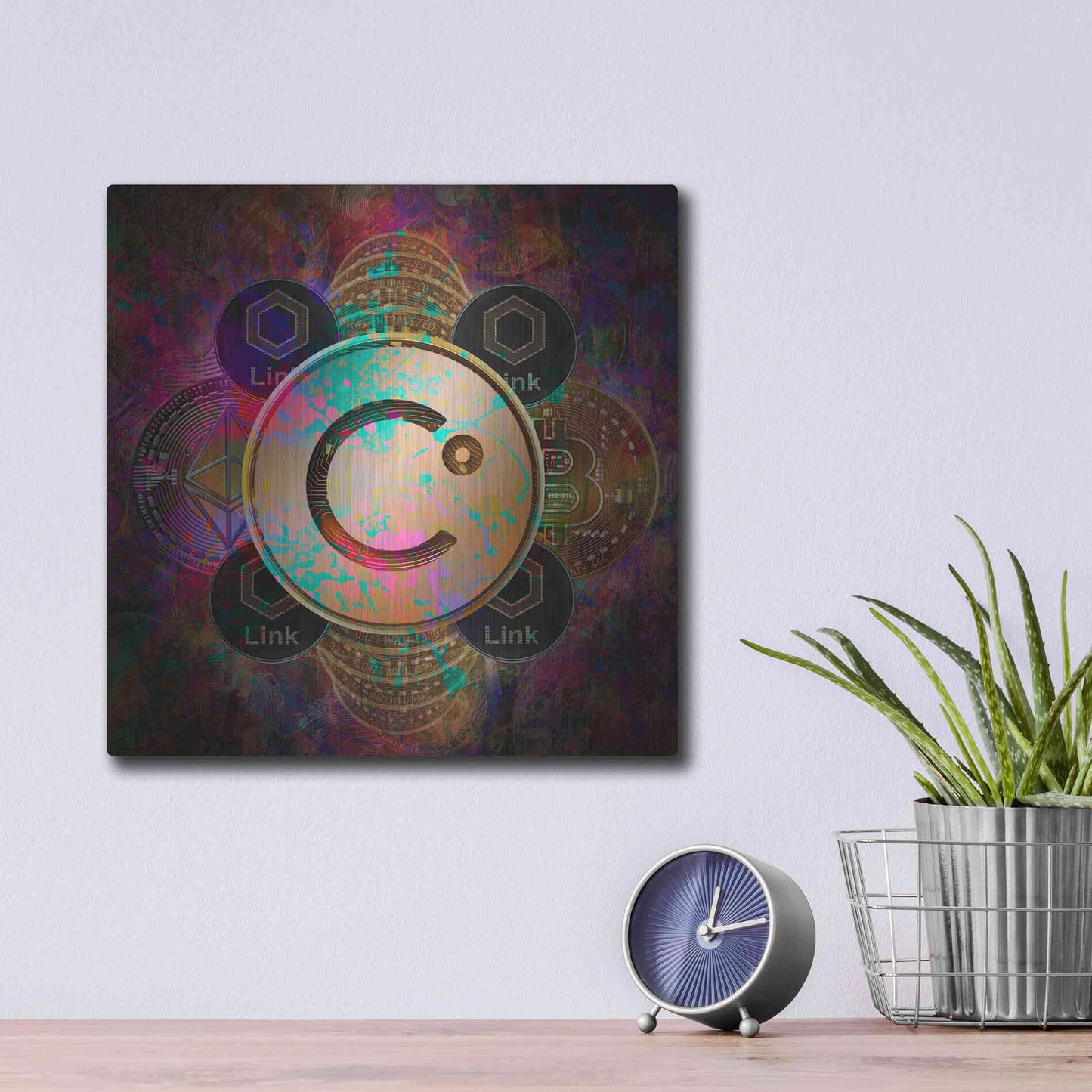 Luxe Metal Art 'CEL Celsius Network Crypto Pyramid,' Metal Wall Art,12x12