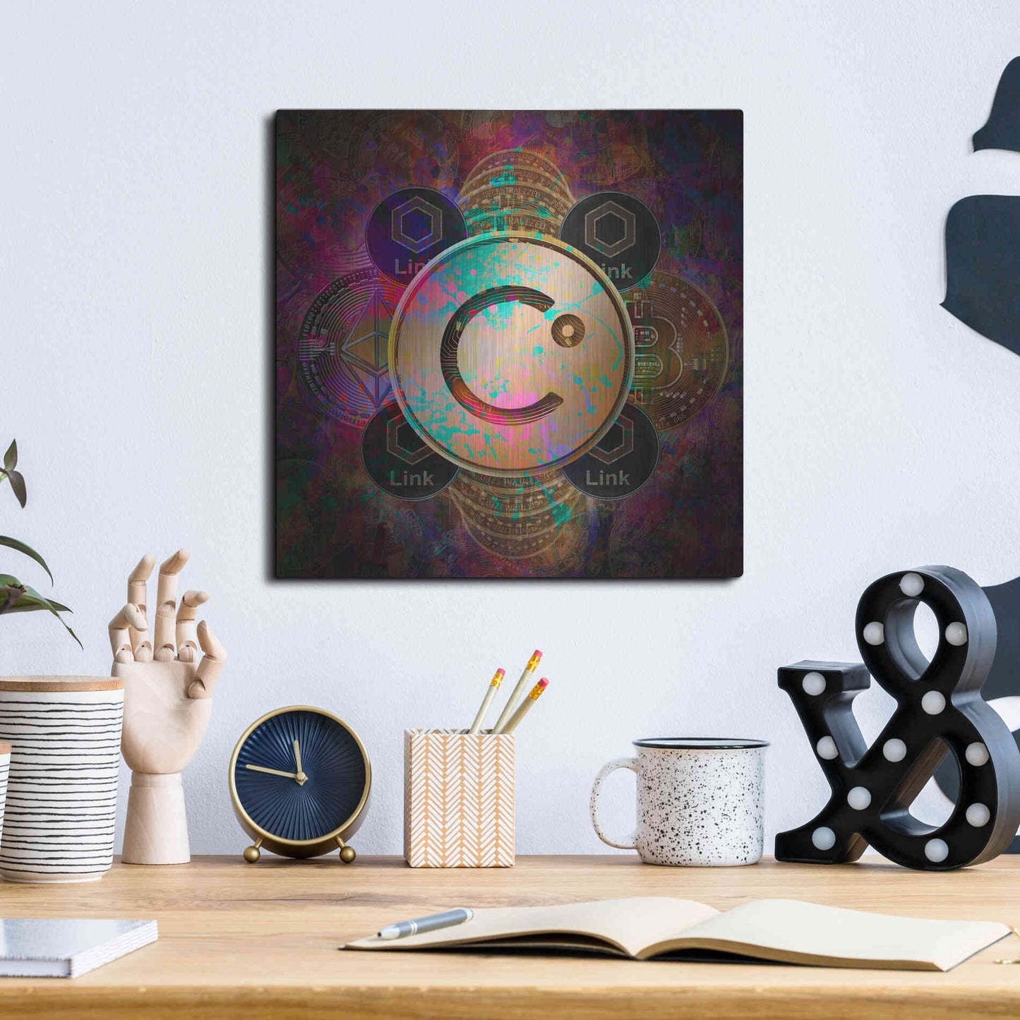 Luxe Metal Art 'CEL Celsius Network Crypto Pyramid,' Metal Wall Art,12x12