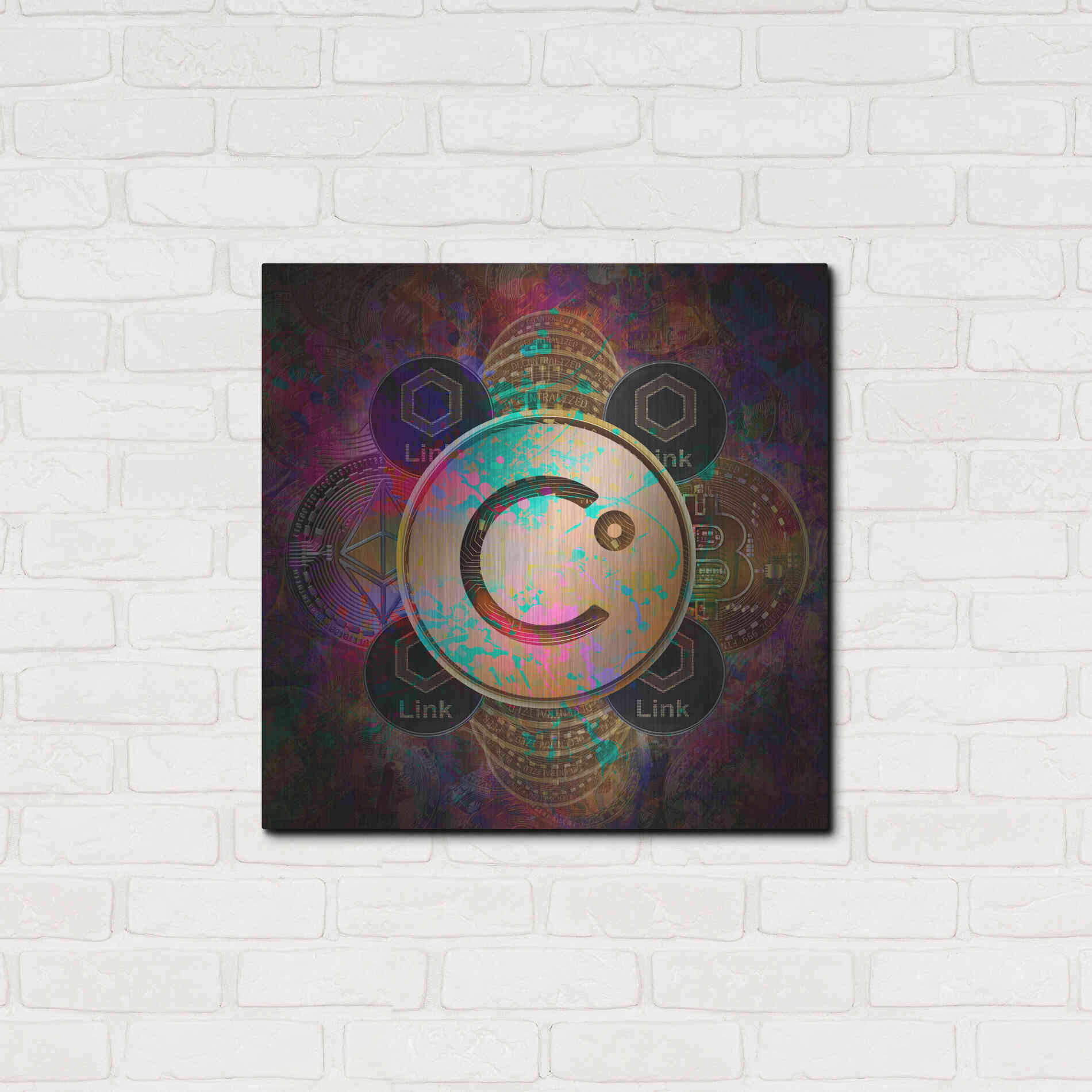 Luxe Metal Art 'CEL Celsius Network Crypto Pyramid,' Metal Wall Art,24x24