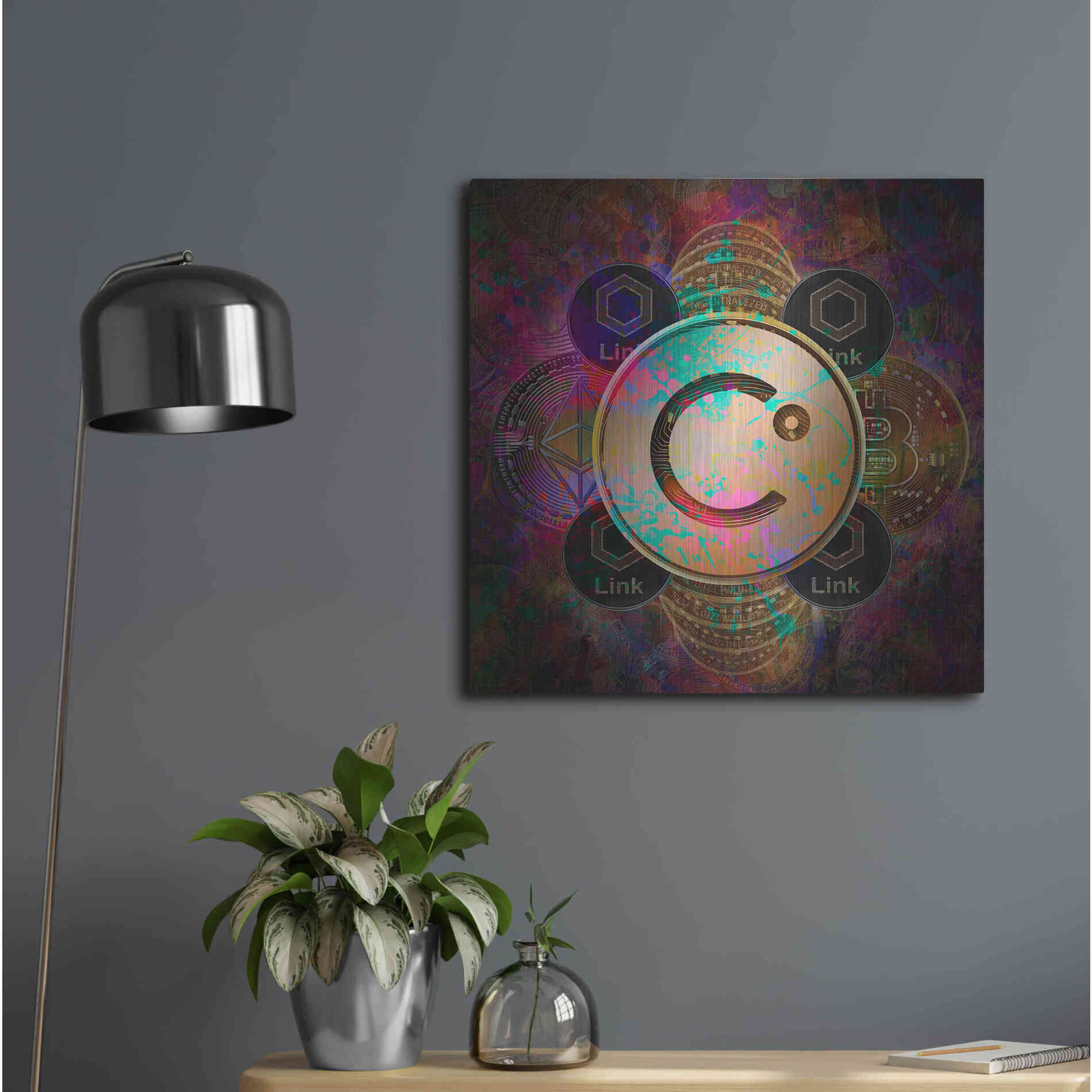 Luxe Metal Art 'CEL Celsius Network Crypto Pyramid,' Metal Wall Art,24x24