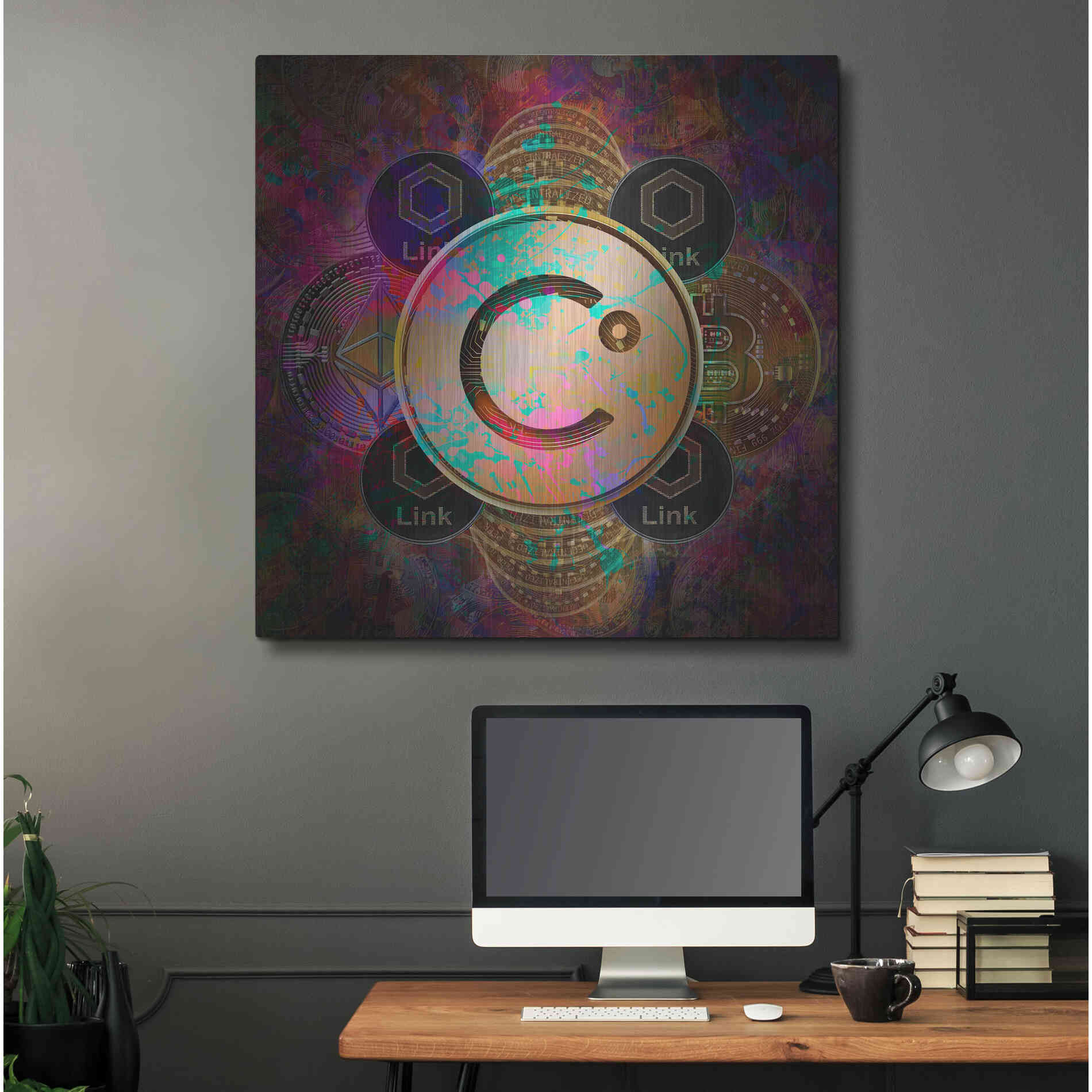 Luxe Metal Art 'CEL Celsius Network Crypto Pyramid,' Metal Wall Art,36x36