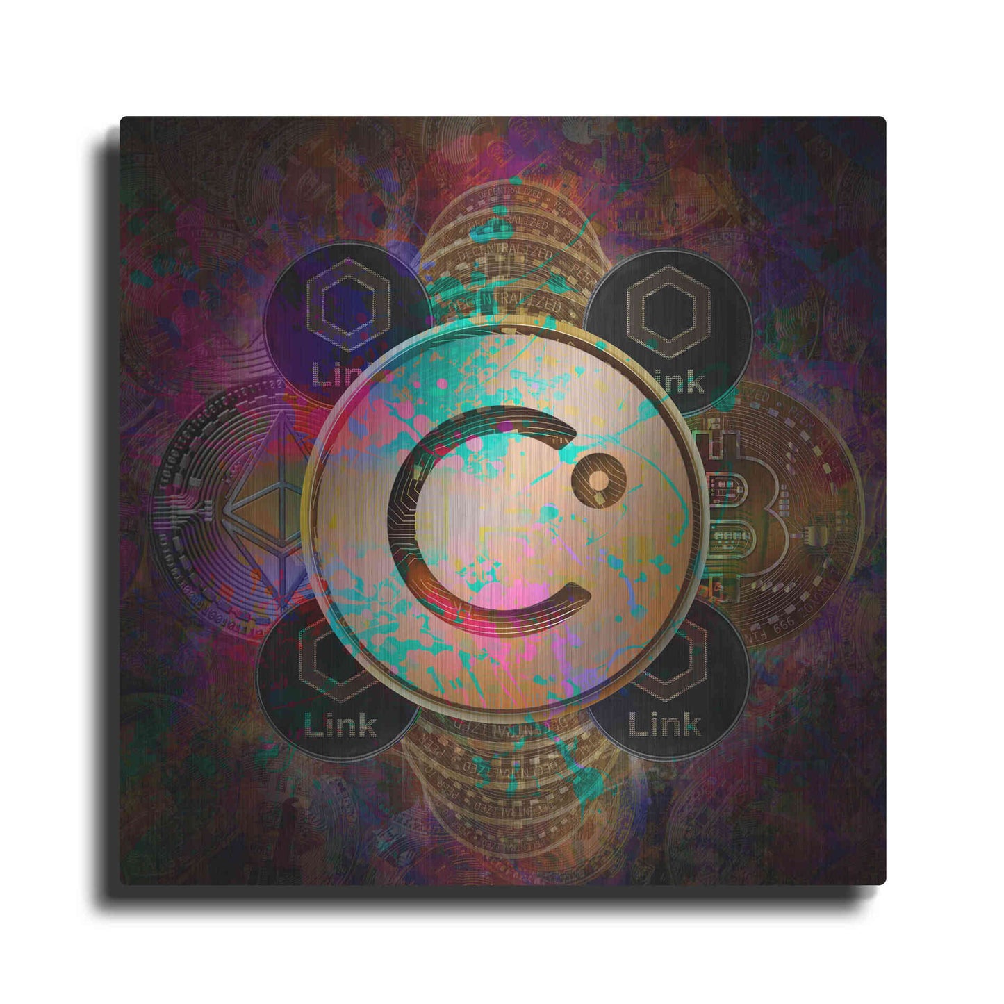 Luxe Metal Art 'CEL Celsius Network Crypto Pyramid,' Metal Wall Art