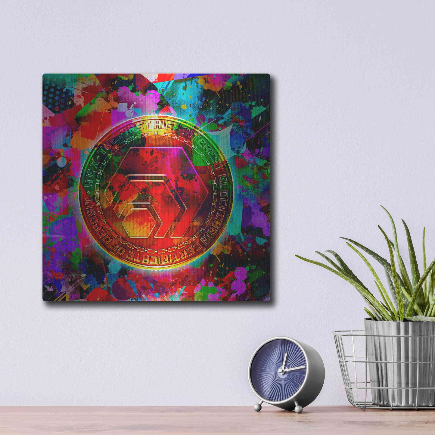 Luxe Metal Art 'HEX Crypto Color,' Metal Wall Art,12x12