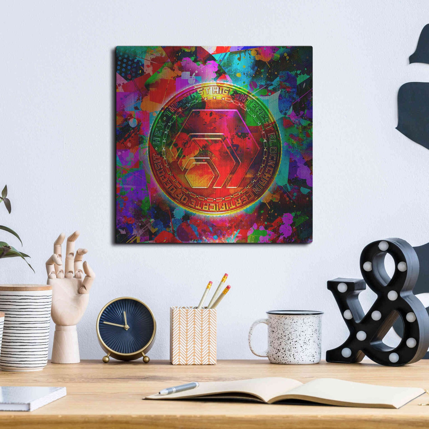 Luxe Metal Art 'HEX Crypto Color,' Metal Wall Art,12x12