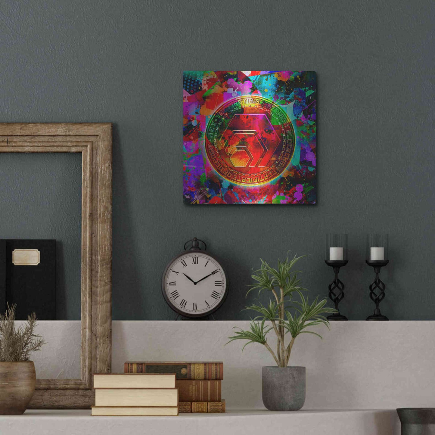 Luxe Metal Art 'HEX Crypto Color,' Metal Wall Art,12x12