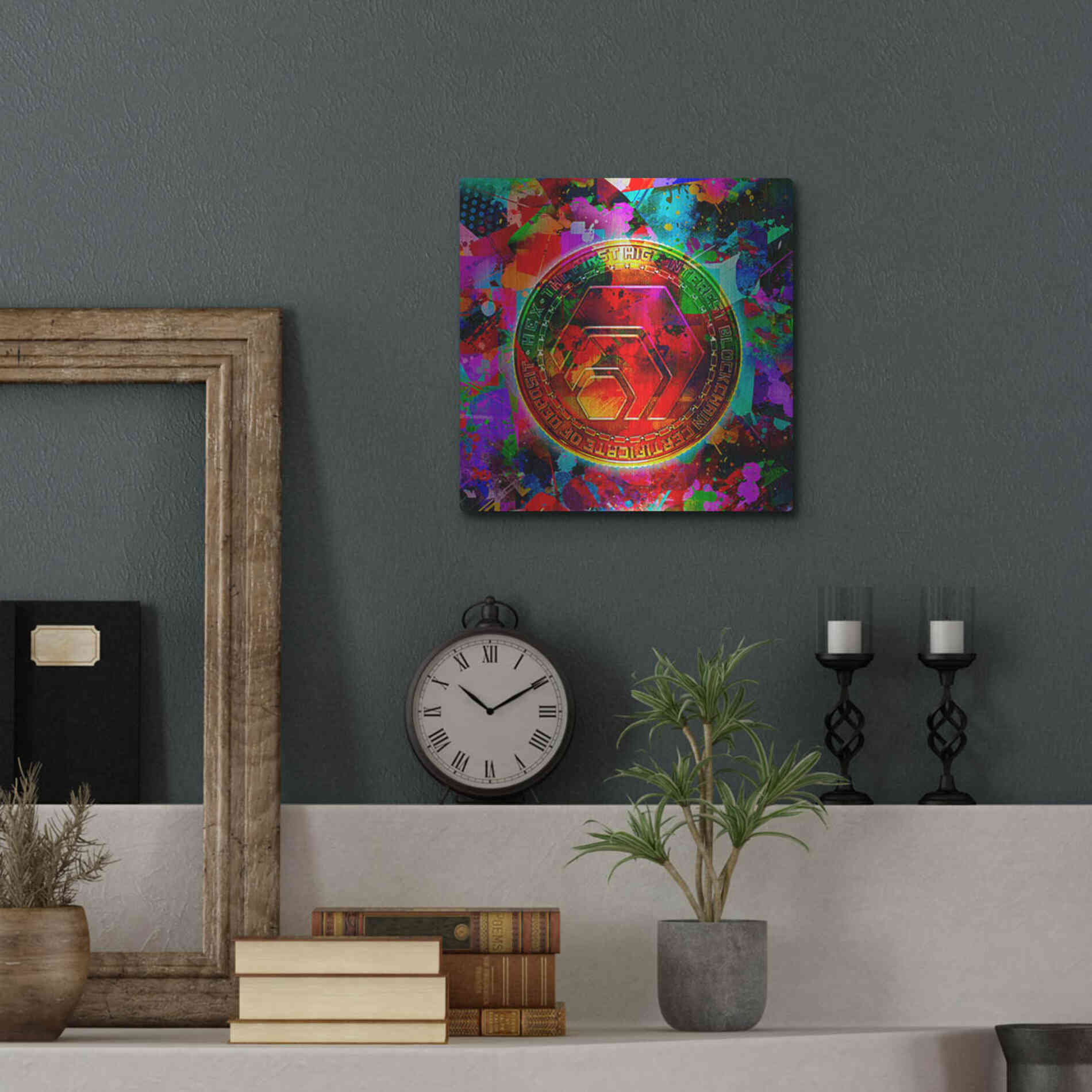 Luxe Metal Art 'HEX Crypto Color,' Metal Wall Art,12x12