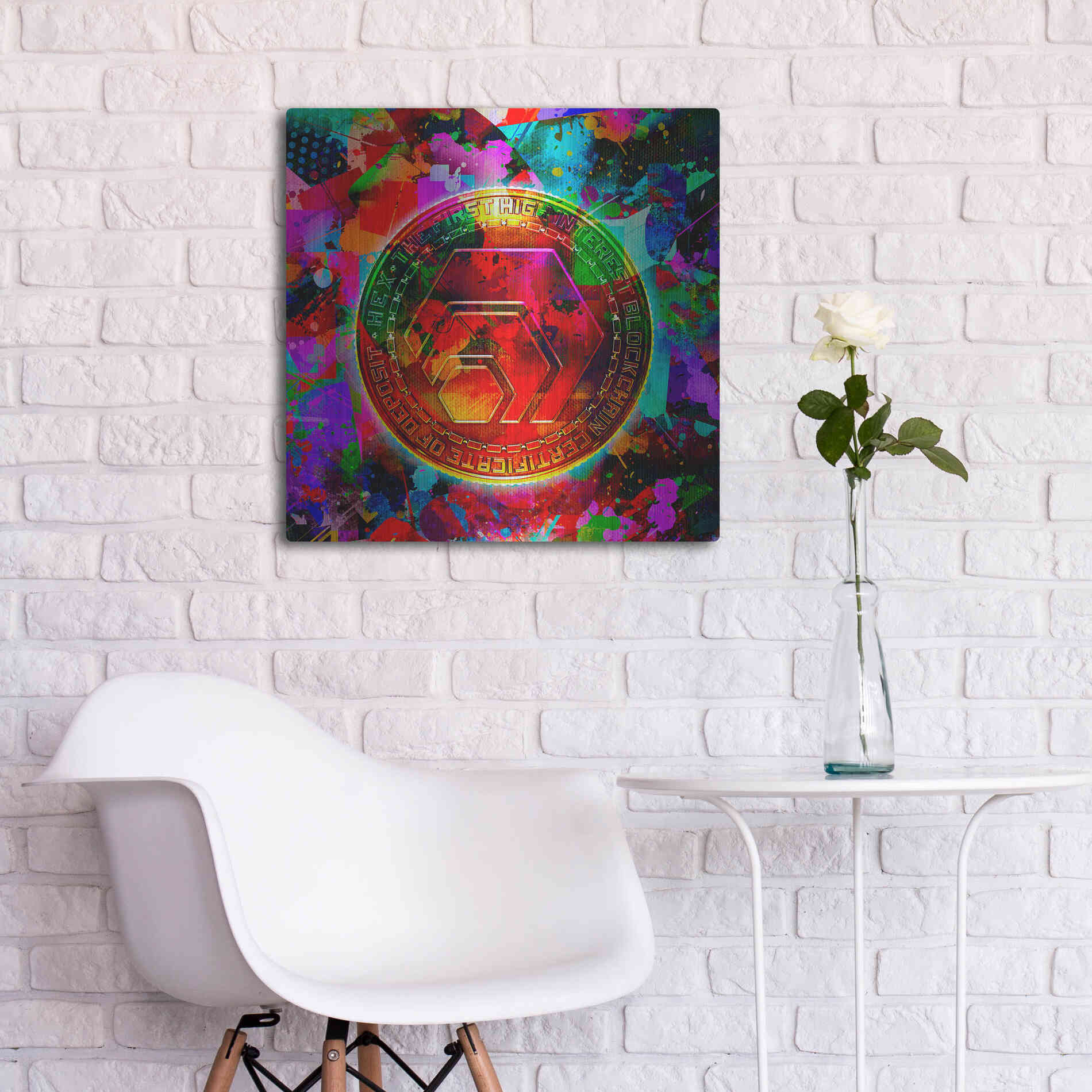 Luxe Metal Art 'HEX Crypto Color,' Metal Wall Art,24x24