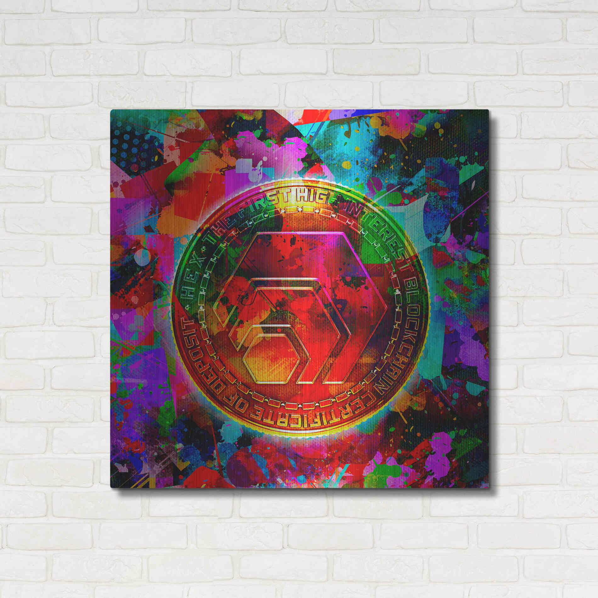 Luxe Metal Art 'HEX Crypto Color,' Metal Wall Art,36x36