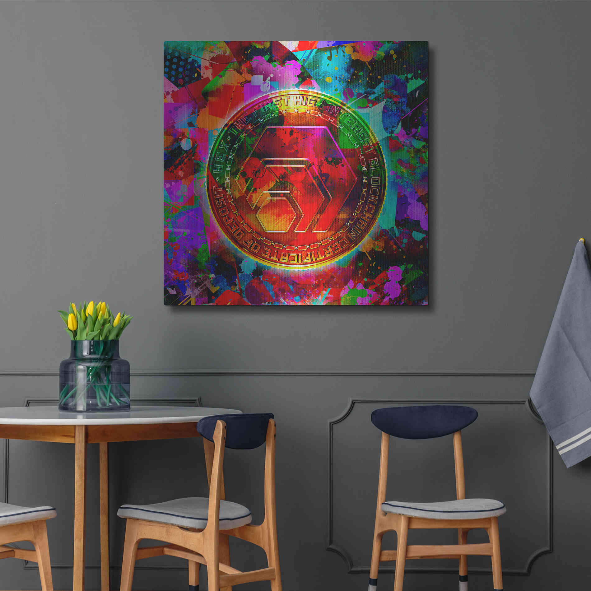 Luxe Metal Art 'HEX Crypto Color,' Metal Wall Art,36x36