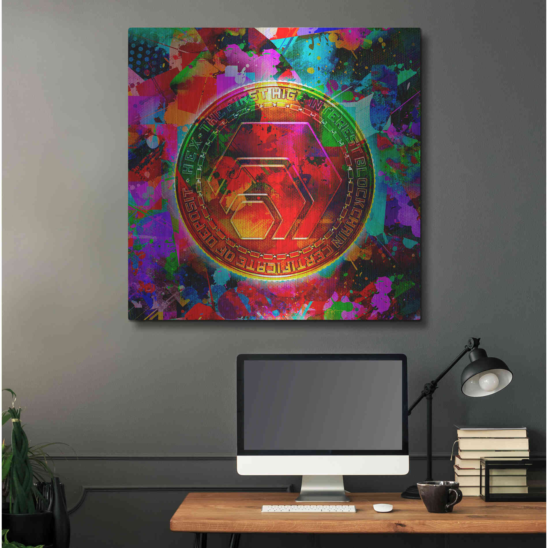 Luxe Metal Art 'HEX Crypto Color,' Metal Wall Art,36x36