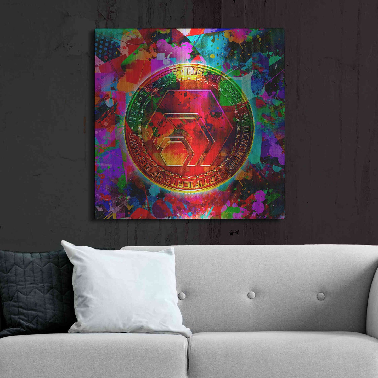 Luxe Metal Art 'HEX Crypto Color,' Metal Wall Art,36x36