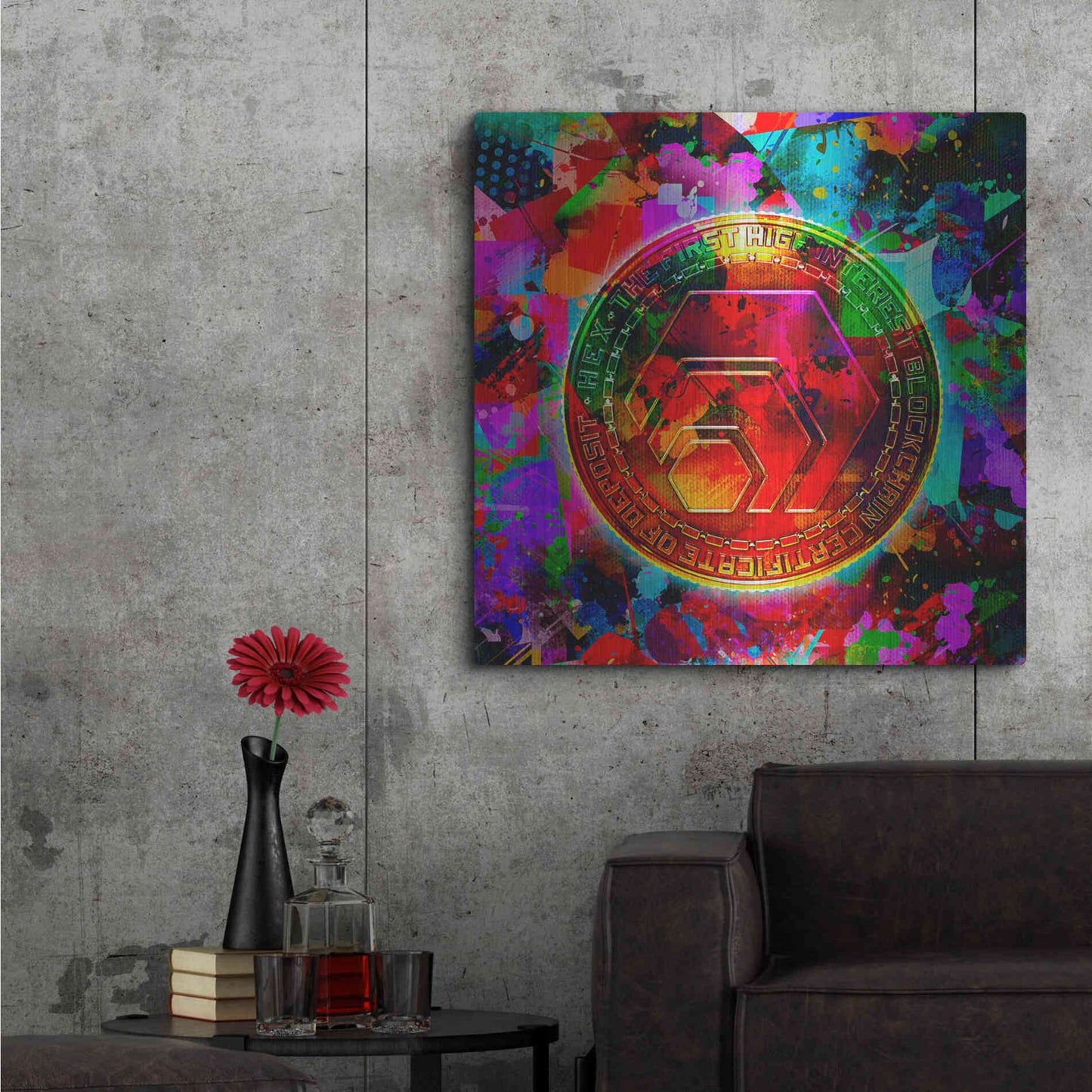 Luxe Metal Art 'HEX Crypto Color,' Metal Wall Art,36x36