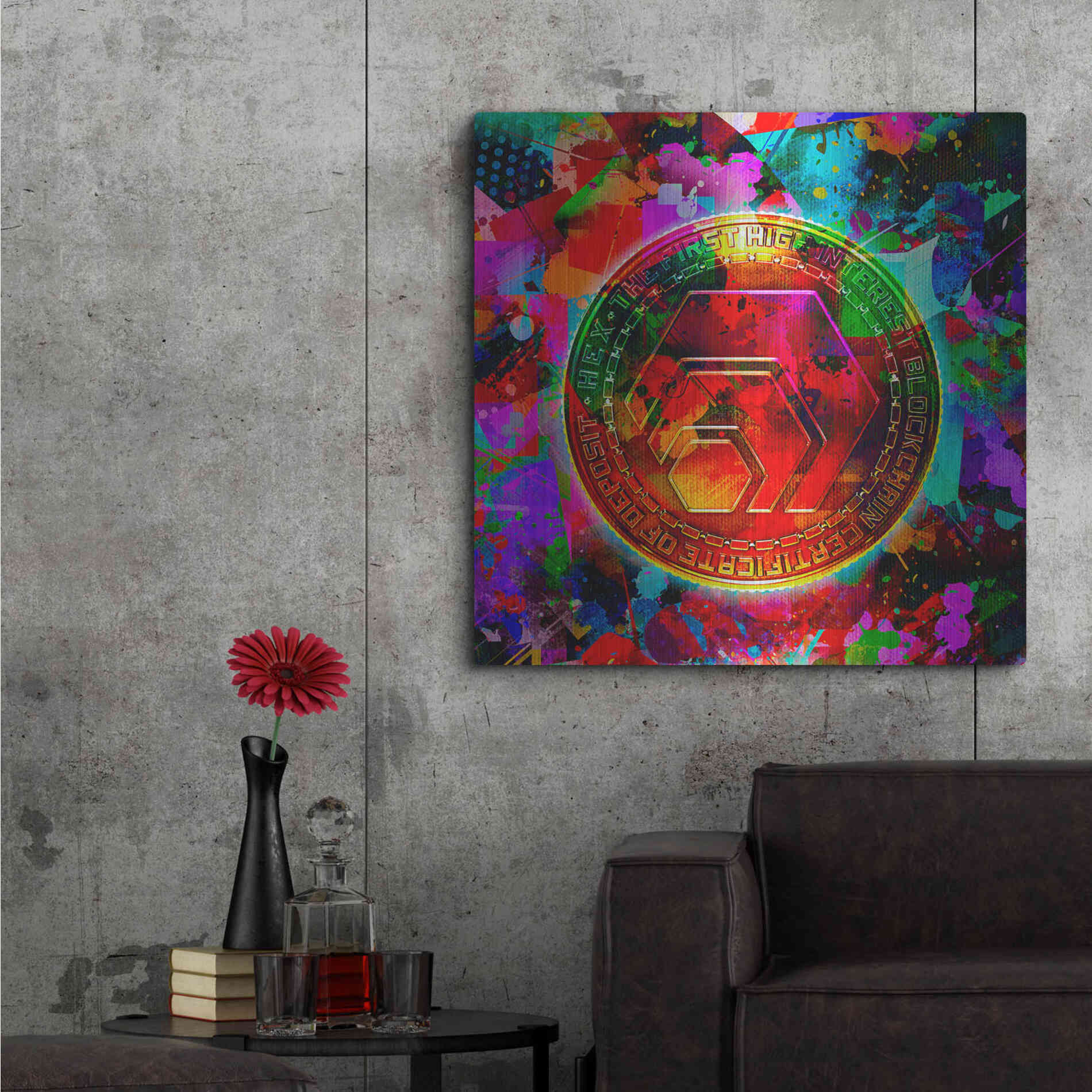 Luxe Metal Art 'HEX Crypto Color,' Metal Wall Art,36x36