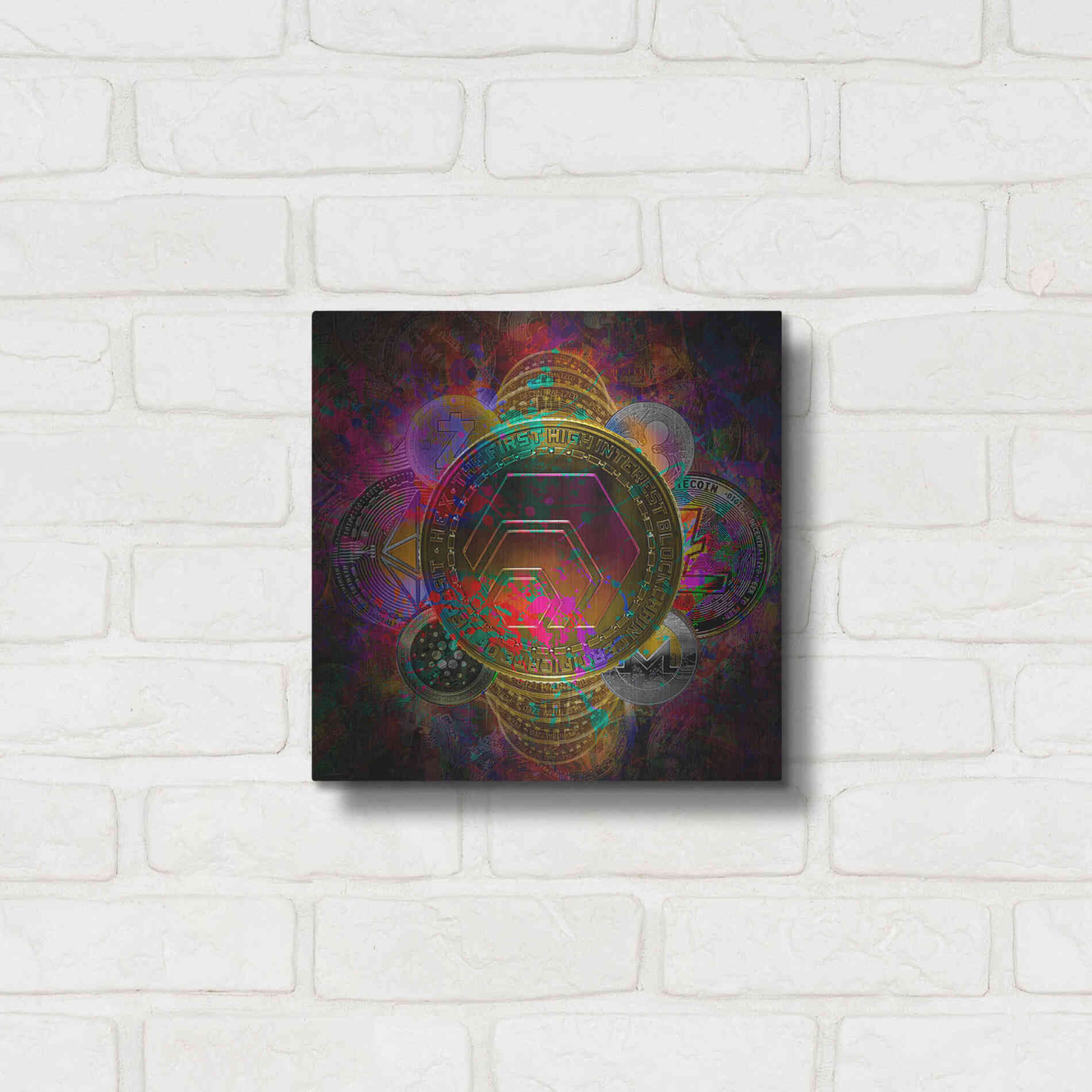 Luxe Metal Art 'HEX Crypto Pyramid,' Metal Wall Art,12x12