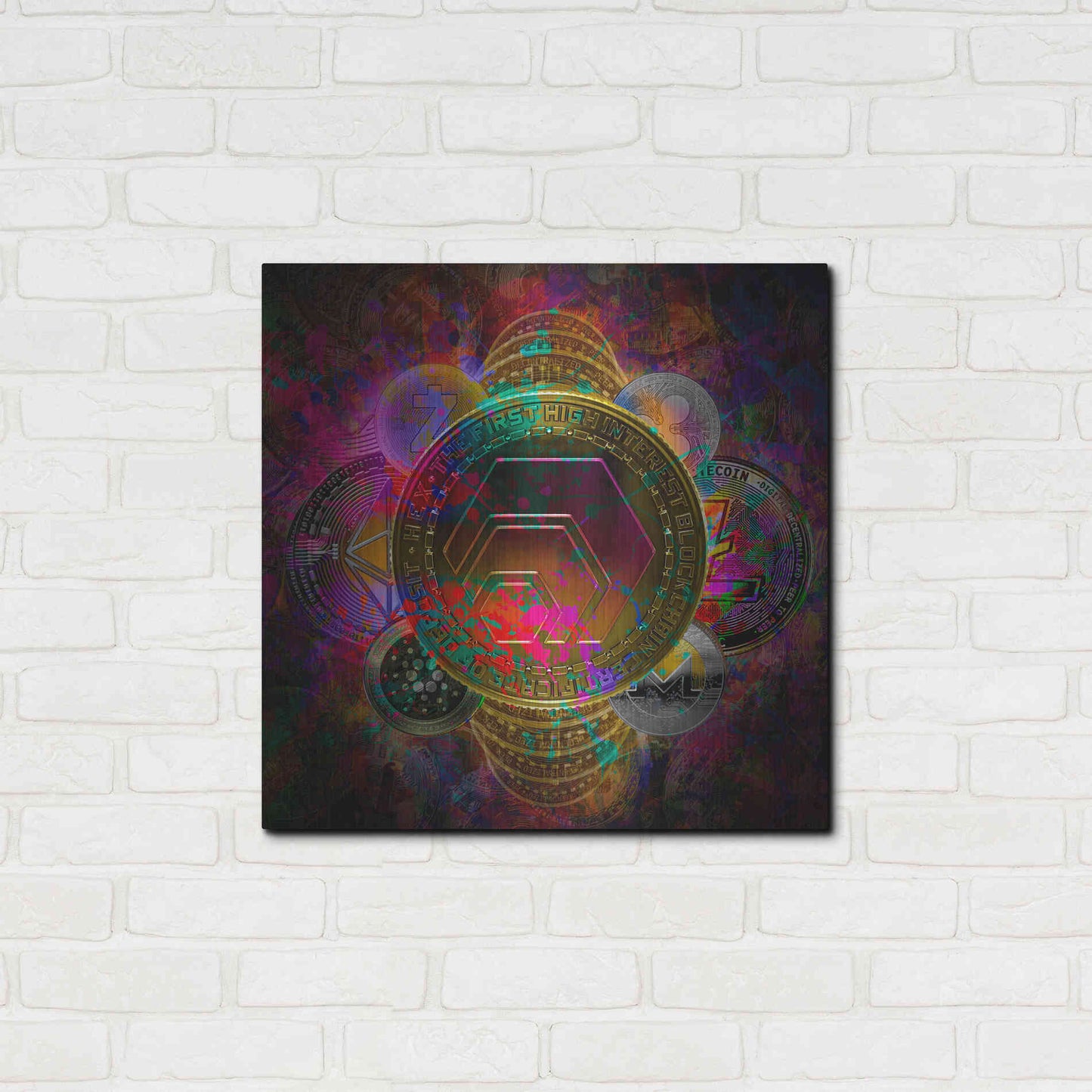Luxe Metal Art 'HEX Crypto Pyramid,' Metal Wall Art,24x24
