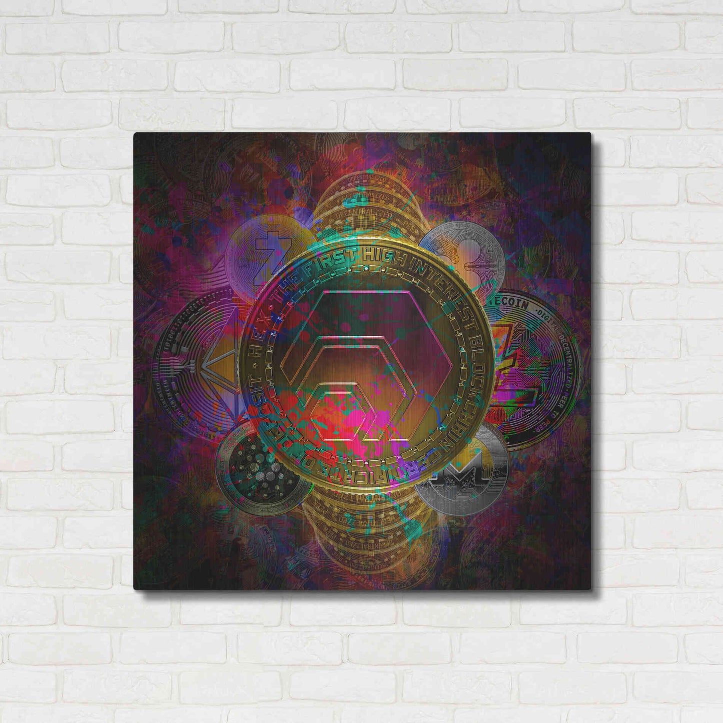 Luxe Metal Art 'HEX Crypto Pyramid,' Metal Wall Art,36x36