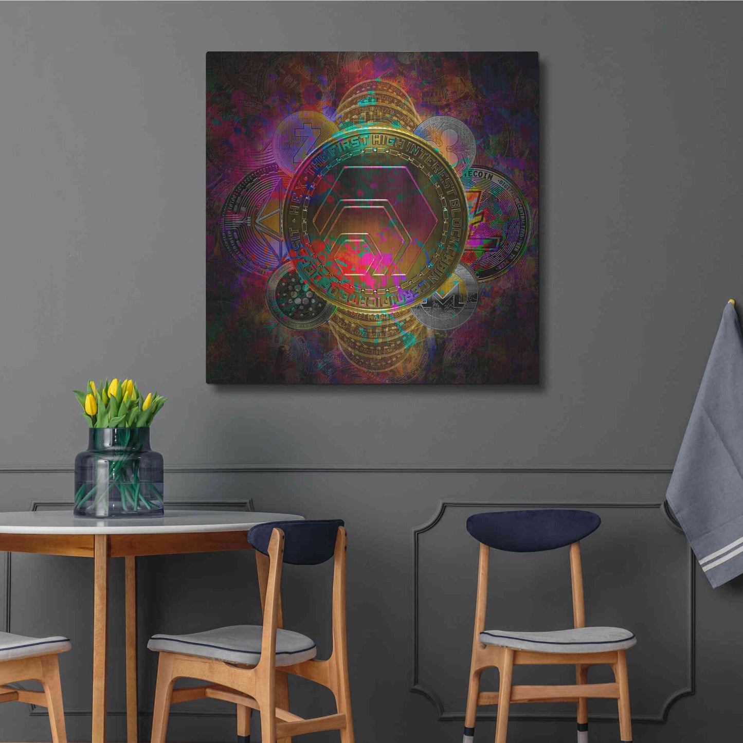 Luxe Metal Art 'HEX Crypto Pyramid,' Metal Wall Art,36x36
