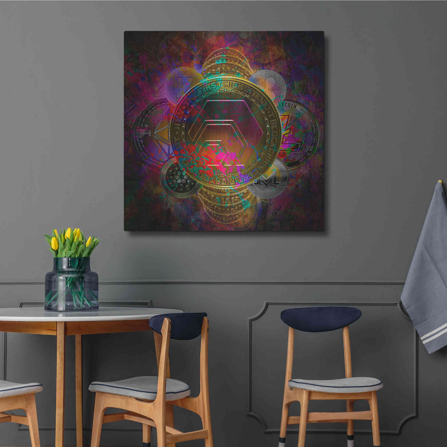 Luxe Metal Art 'HEX Crypto Pyramid,' Metal Wall Art,36x36