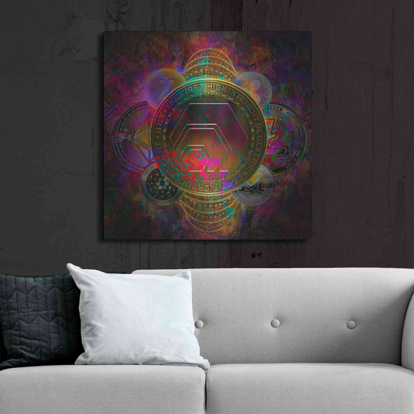 Luxe Metal Art 'HEX Crypto Pyramid,' Metal Wall Art,36x36