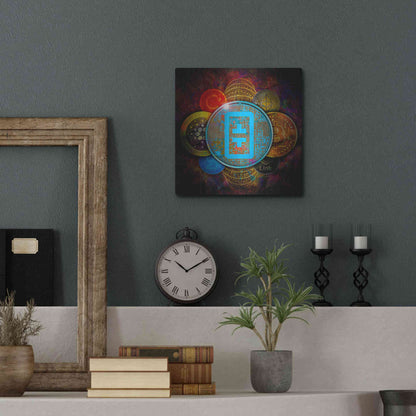 Luxe Metal Art 'THETA Network Crypto Pyramid,' Metal Wall Art,12x12