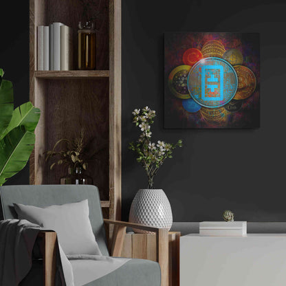 Luxe Metal Art 'THETA Network Crypto Pyramid,' Metal Wall Art,24x24