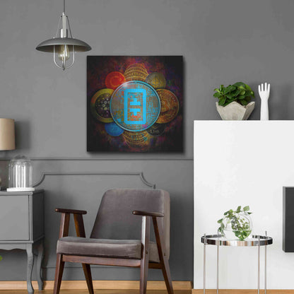 Luxe Metal Art 'THETA Network Crypto Pyramid,' Metal Wall Art,24x24