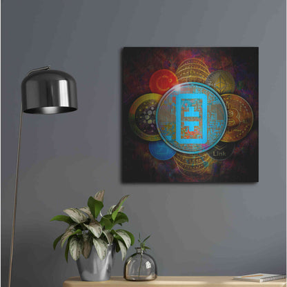 Luxe Metal Art 'THETA Network Crypto Pyramid,' Metal Wall Art,24x24