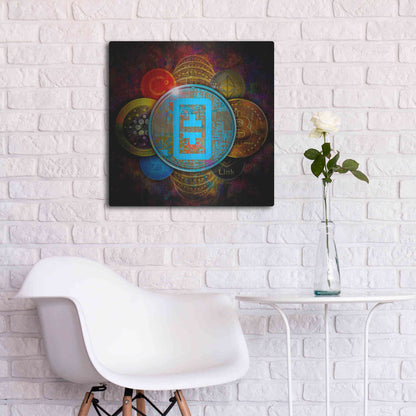 Luxe Metal Art 'THETA Network Crypto Pyramid,' Metal Wall Art,24x24