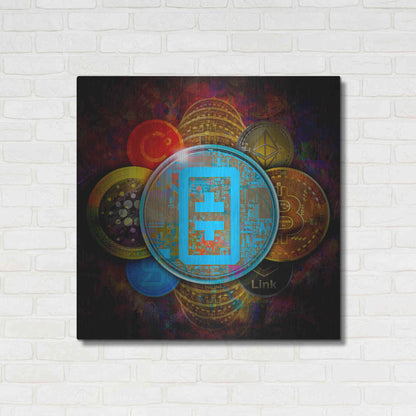 Luxe Metal Art 'THETA Network Crypto Pyramid,' Metal Wall Art,36x36
