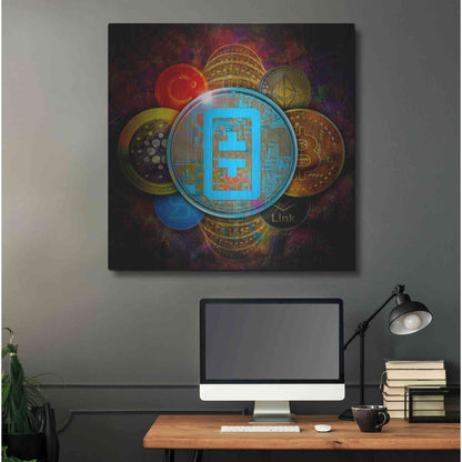 Luxe Metal Art 'THETA Network Crypto Pyramid,' Metal Wall Art,36x36
