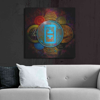 Luxe Metal Art 'THETA Network Crypto Pyramid,' Metal Wall Art,36x36