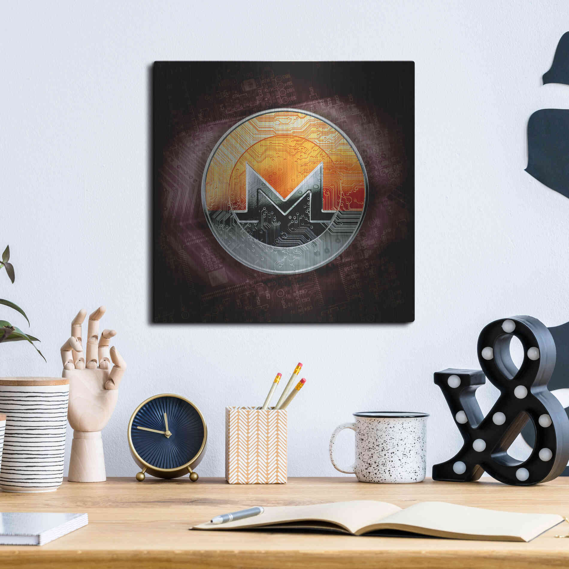 Luxe Metal Art 'XMR Monero Coin,' Metal Wall Art,12x12