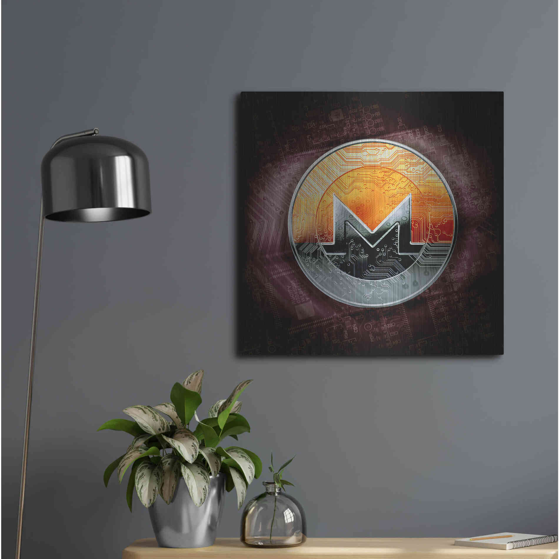 Luxe Metal Art 'XMR Monero Coin,' Metal Wall Art,24x24
