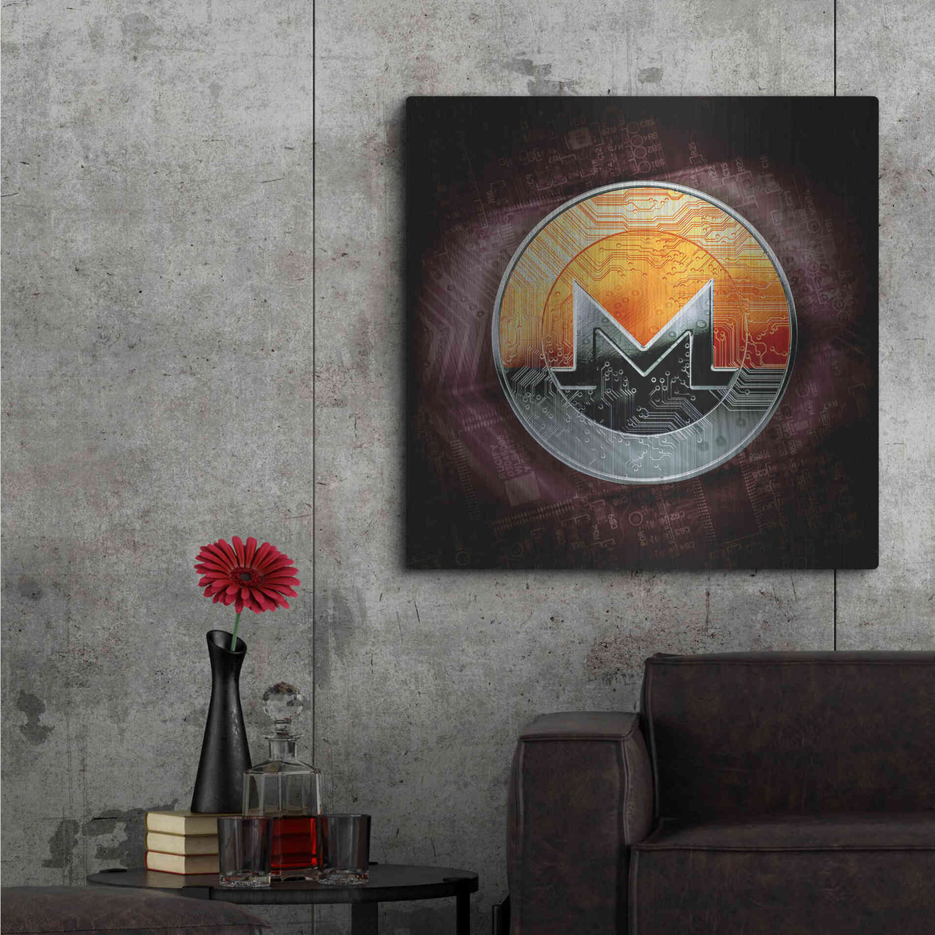 Luxe Metal Art 'XMR Monero Coin,' Metal Wall Art,36x36