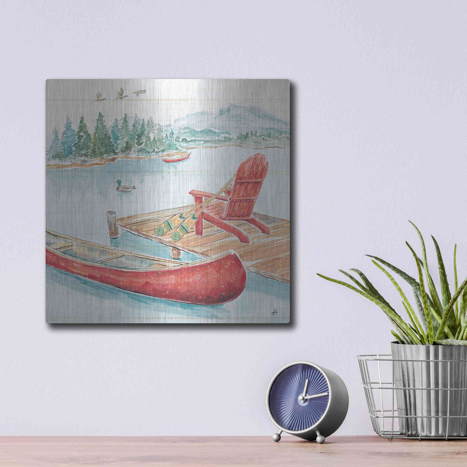 Luxe Metal Art 'Lake Moments IV' by Daphne Brissonet, Metal Wall Art,12x12