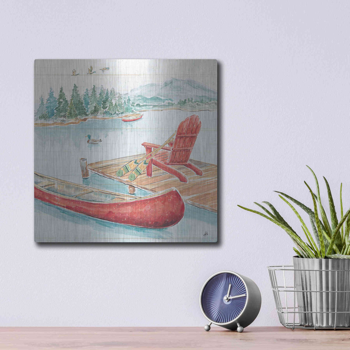 Luxe Metal Art 'Lake Moments IV' by Daphne Brissonet, Metal Wall Art,12x12