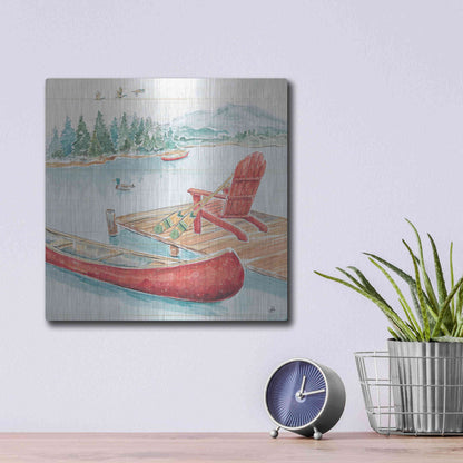 Luxe Metal Art 'Lake Moments IV' by Daphne Brissonet, Metal Wall Art,12x12