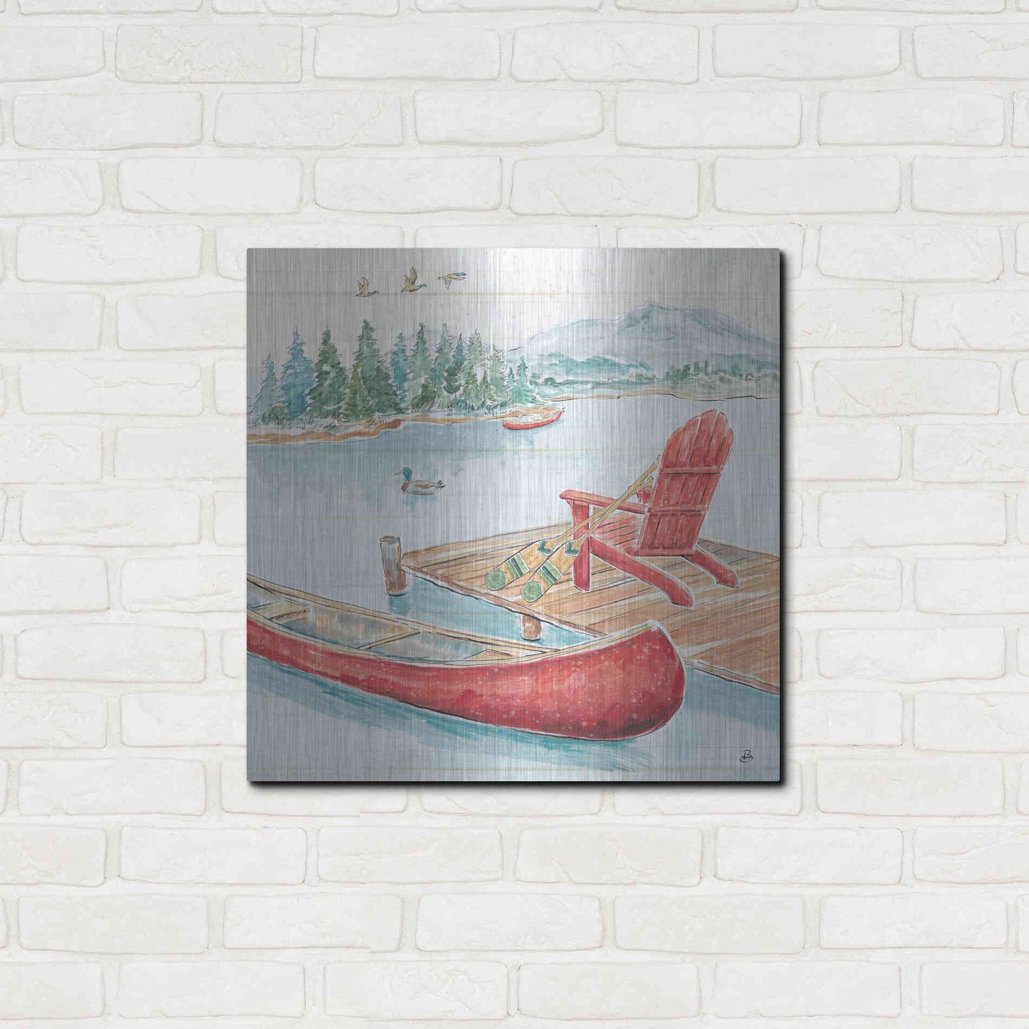 Luxe Metal Art 'Lake Moments IV' by Daphne Brissonet, Metal Wall Art,24x24