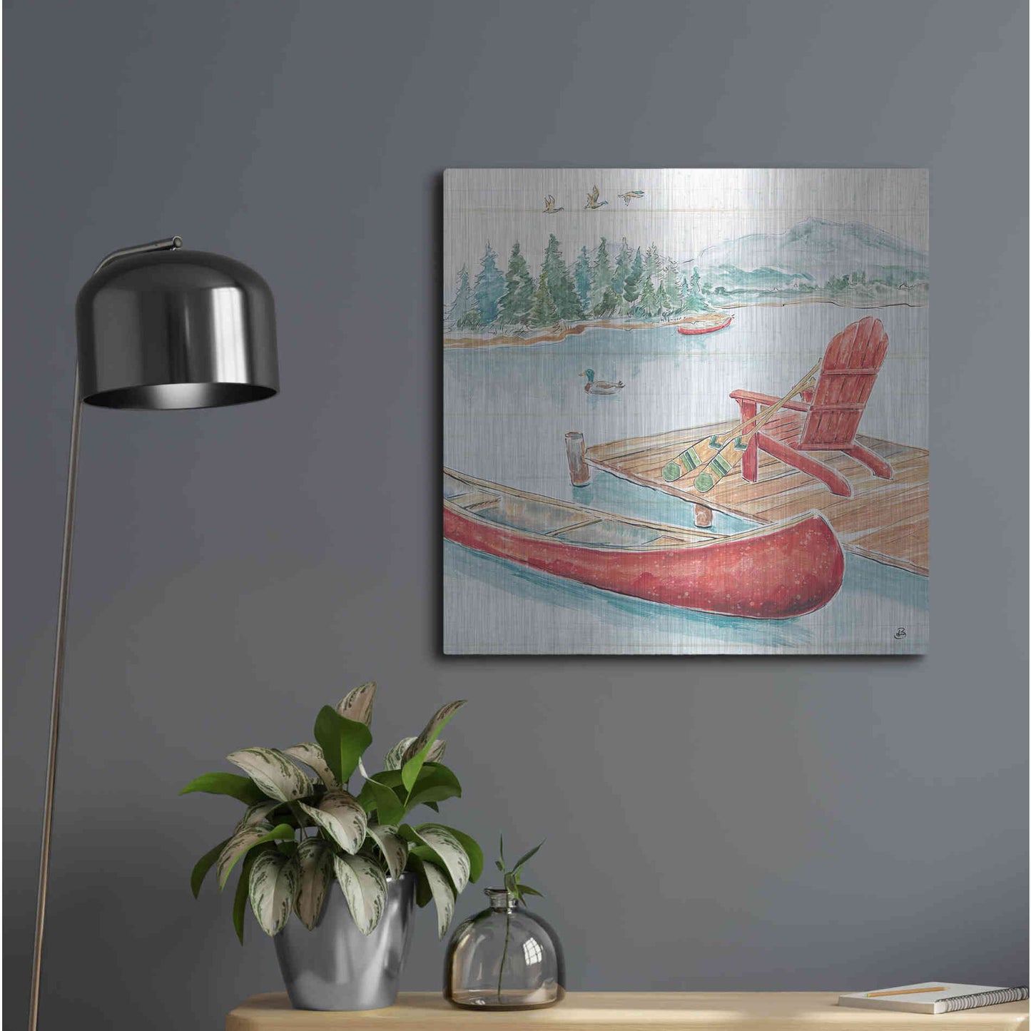 Luxe Metal Art 'Lake Moments IV' by Daphne Brissonet, Metal Wall Art,24x24