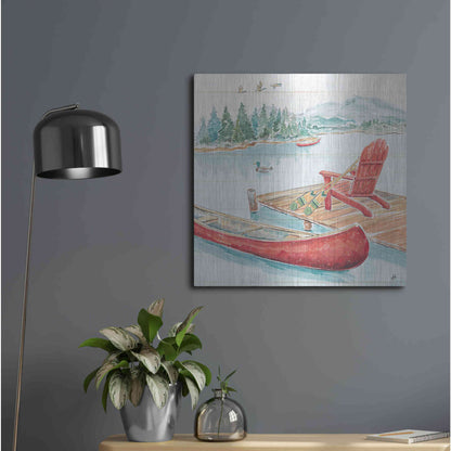 Luxe Metal Art 'Lake Moments IV' by Daphne Brissonet, Metal Wall Art,24x24