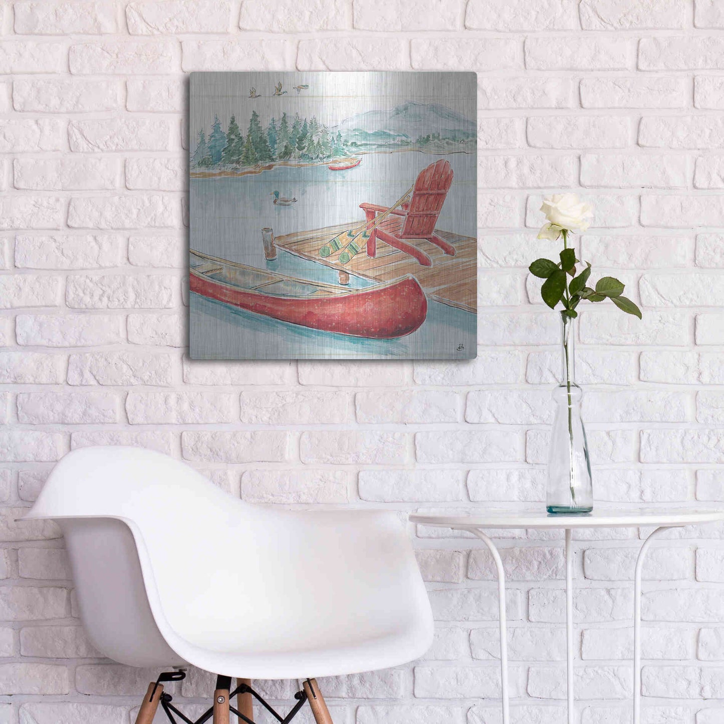 Luxe Metal Art 'Lake Moments IV' by Daphne Brissonet, Metal Wall Art,24x24