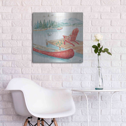 Luxe Metal Art 'Lake Moments IV' by Daphne Brissonet, Metal Wall Art,24x24