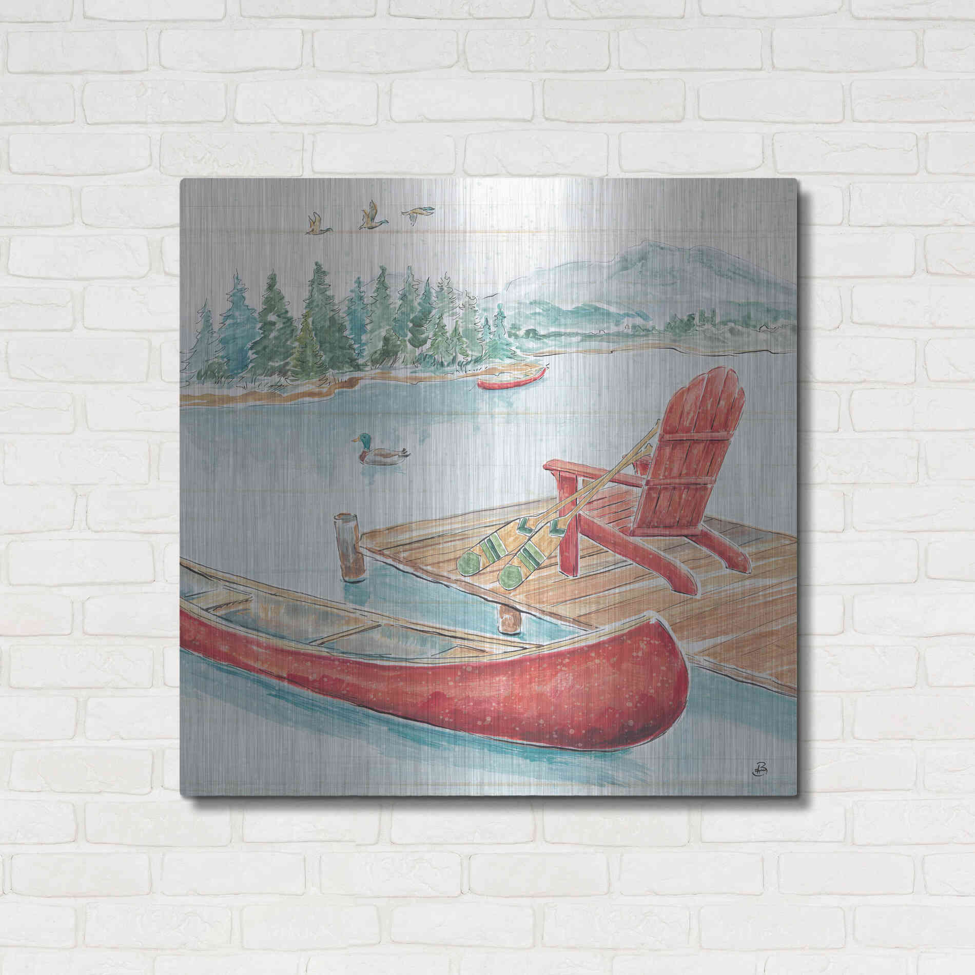 Luxe Metal Art 'Lake Moments IV' by Daphne Brissonet, Metal Wall Art,36x36