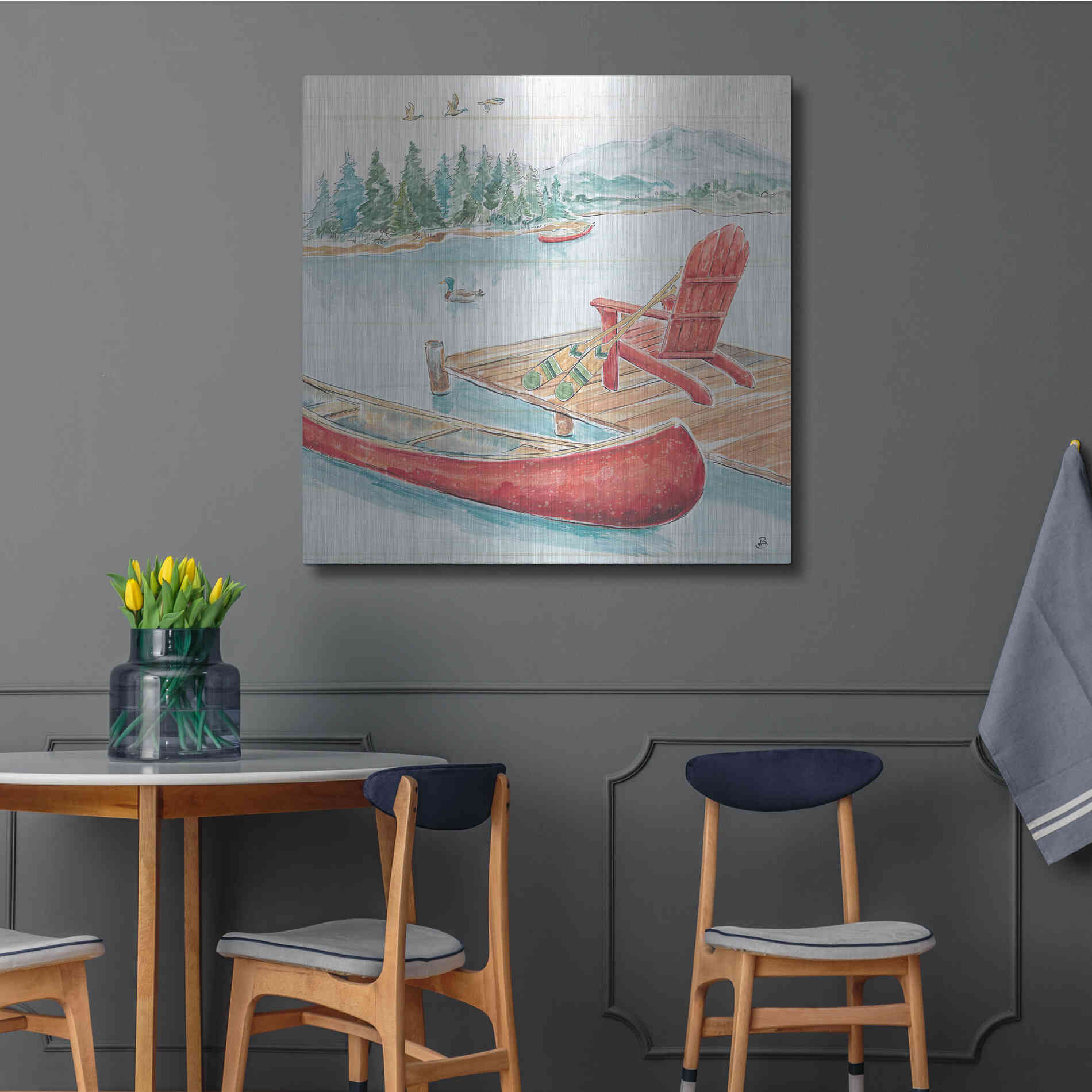 Luxe Metal Art 'Lake Moments IV' by Daphne Brissonet, Metal Wall Art,36x36